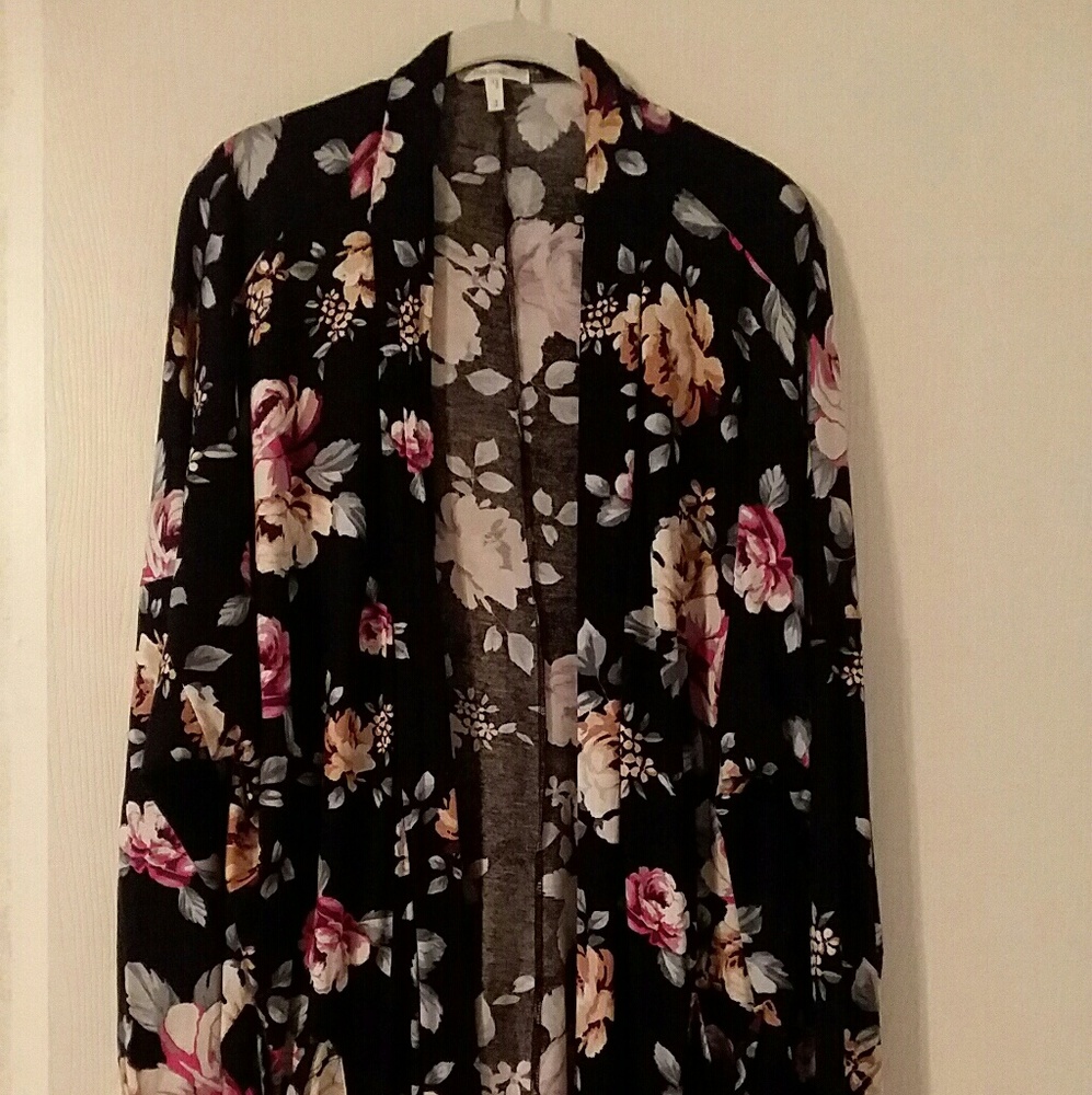 3X Floral on Black Maurices Cardigan